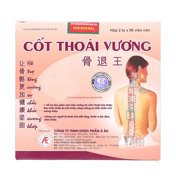 Cốt thoái Vương NPP á Âu hỗ trợ xương khớp (H*2lọ*90viên) (Combo mua 2 lọ tặng 1 hộp 3 vỉ)
