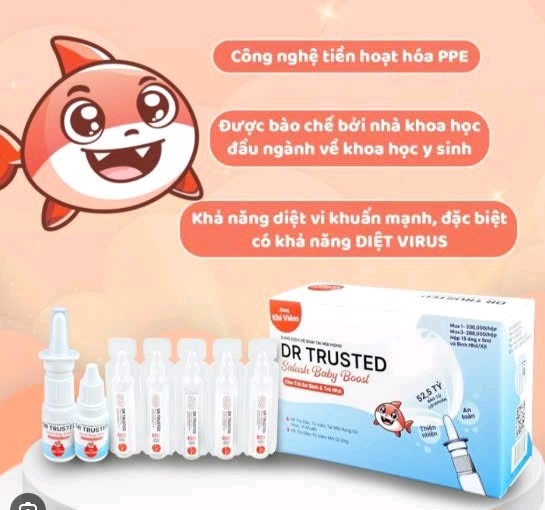 Dung dịch vệ sinh tai mũi họng Dr Trusted Salush Baby Boost - Spomedic VN - (Hộp 15 ống x 5ml)