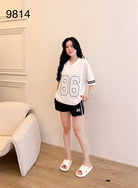 Set 86 cổ tim quần đùi ( TRẮNG ) 9814