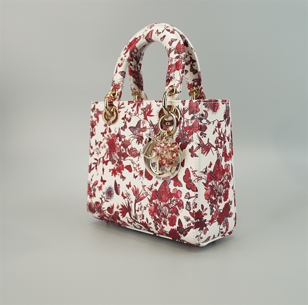 Túi Dior Lady họa tiết đỏ (01-RU-1213) sz M KG+