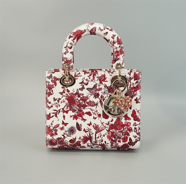 Túi Dior Lady họa tiết đỏ (01-RU-1213) sz M KG+