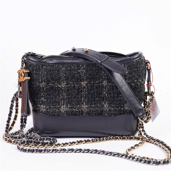 Túi Chanel Gab đen ô vuông (28739464) sz20 (A-T) KG+