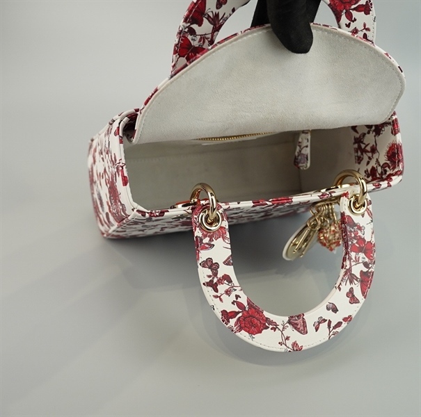 Túi Dior Lady họa tiết đỏ (01-RU-1213) sz M KG+