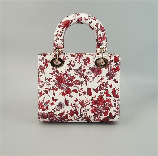 Túi Dior Lady họa tiết đỏ (01-RU-1213) sz M KG+