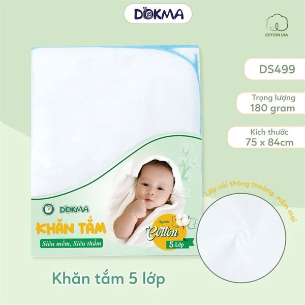 Khăn tắm cotton 5 lớp Dokma DS499