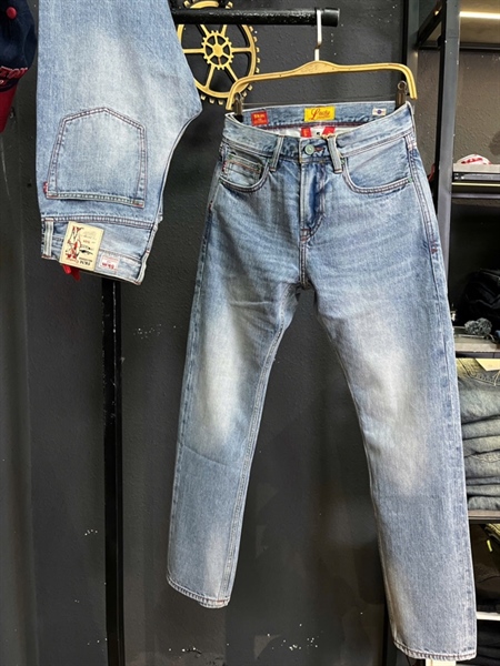 Jean Dài-QC VIP 5KM Selvedge - 8030 xanh bạc viền chỉ đỏ thêu R