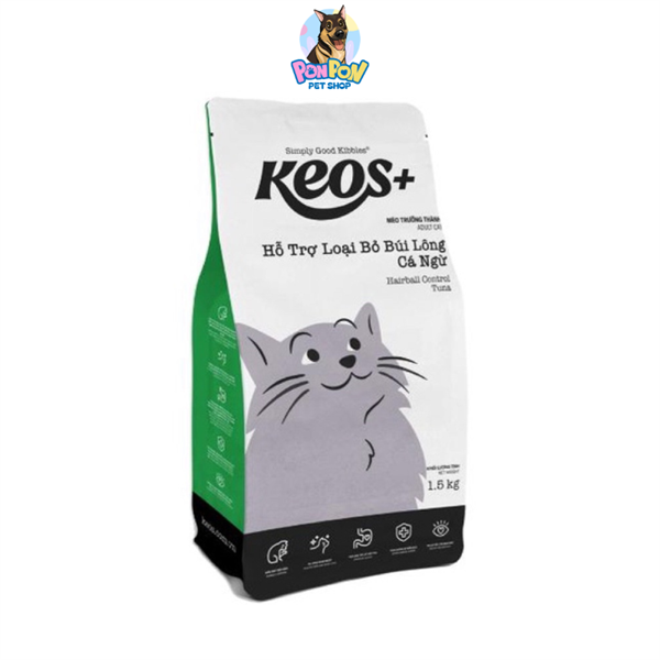Hạt KEOS cho Mèo Tiêu Búi Lông gói 350g