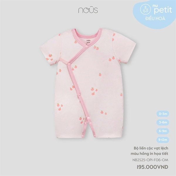 Nous Bộ liền cộc vạt lệch màu hồng in họa tiết