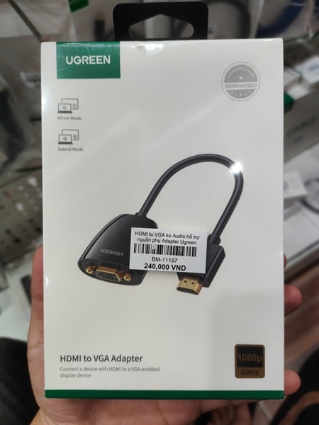 HDMI to VGA ko Audio hỗ trợ nguồn phụ Adapter Ugreen 40253
