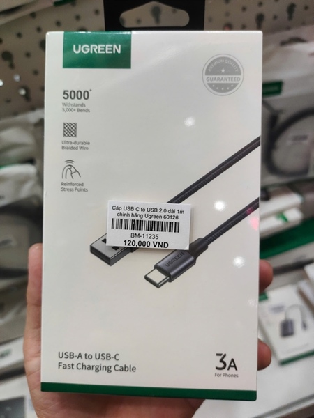 Cáp USB C to USB 2.0 dài 1m chính hãng Ugreen 60126