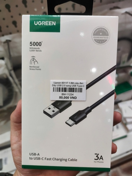 Dây USB-Type C 1.5M màu đen UGREEN 60117