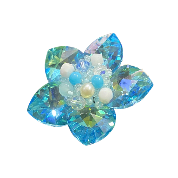 Cài áo pha lê tim lớn M14 hoa 5 cánh