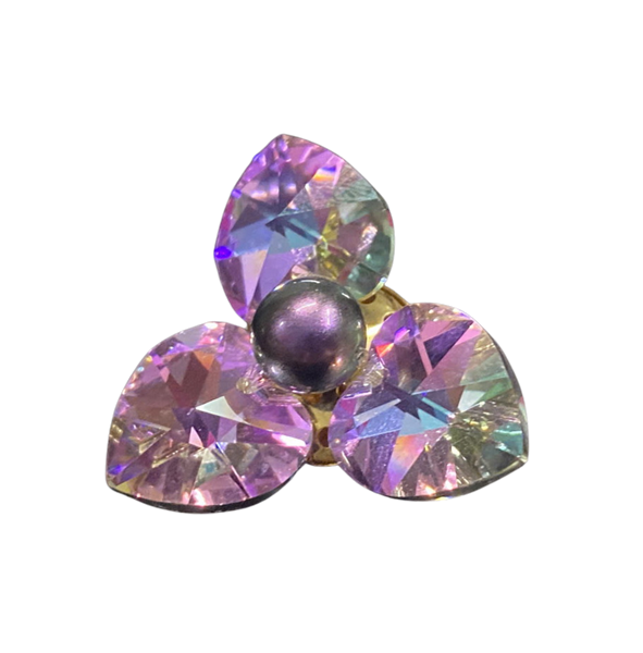 Cài áo pha lê tim M14 hoa 3 cánh