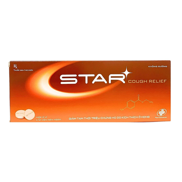 Viên ngậm Star cough relief - OPV - (Giảm tạm thời triệu chứng ho do kích thích ở họng) (Hộp 2 vỉ x 12 viên ngậm)