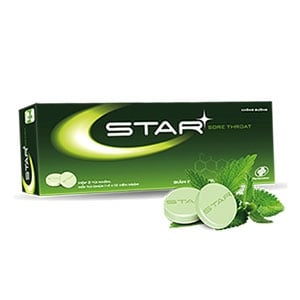 Viên ngậm Star sore throat - OPV - (Điều trị đau họng, viêm họng) (Hộp 2 vỉ x 12 viên ngậm)