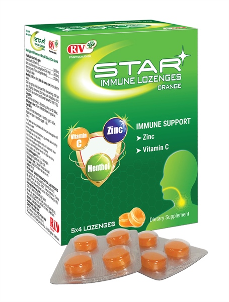 Viên ngậm Star Immune Lozenges - OPV - (Bổ sung kẽm và VTM C) (Hộp 5 vỉ x 4 viên ngậm)