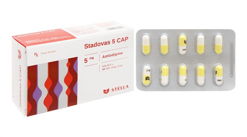Thuốc Stadovas 5 CAP (Amlodipine 5mg) Stella - Điều trị tăng huyết áp và đau thắt ngực(H*3vỉ*10viên)