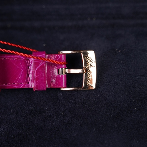 Đồng hồ Chopard dây hồng đậm kim zin (1577252) sz35 (HC) KG+