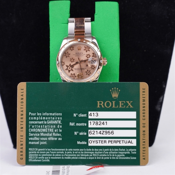Đồng hồ Rolex bạc mặt in hoa (6214Z956) sz34 (HC) KG+
