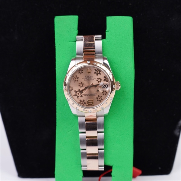 Đồng hồ Rolex bạc mặt in hoa (6214Z956) sz34 (HC) KG+