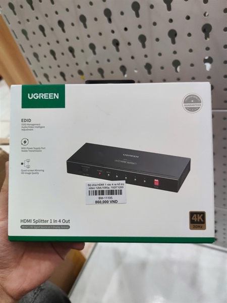Bộ chia HDMI 1 vào 4 ra hỗ trợ video 12bit,1080p, 1920*1200 Ugreen 40202
