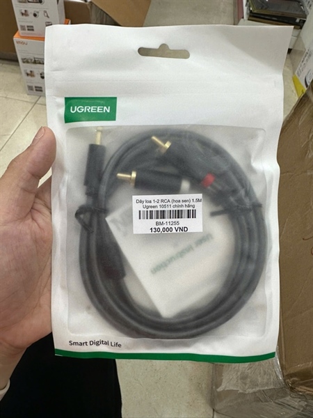Dây loa 1-2 RCA (hoa sen) 1.5M Ugreen 10511 chính hãng