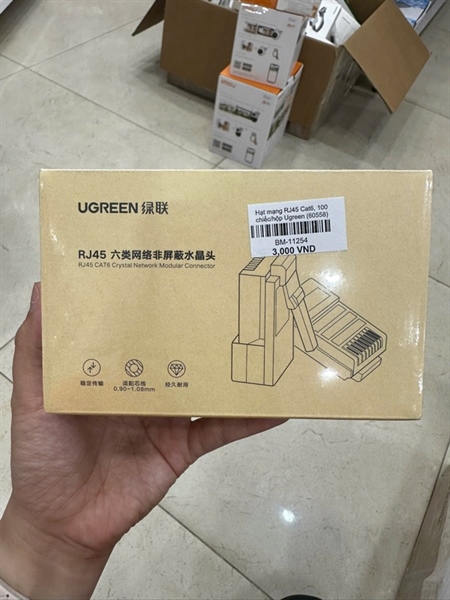 Hạt mạng RJ45 Cat6, 100 chiếc/hộp Ugreen (60558)