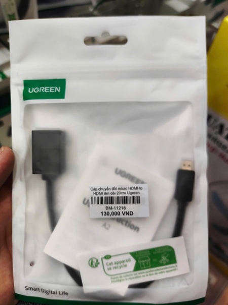 Cáp chuyển đổi micro HDMI to HDMI âm dài 20cm Ugreen 20134