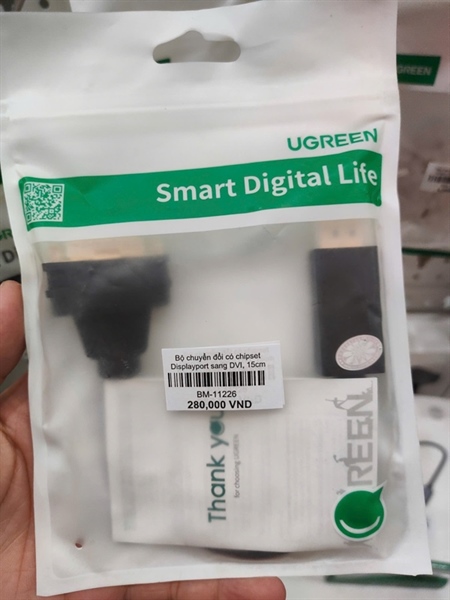 Bộ chuyển đổi có chipset Displayport sang DVI, 15cm Ugreen (20405)