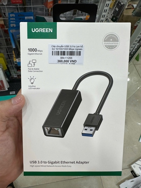 Cáp chuyển USB 3.0 to Lan hỗ trợ 10/100/1000 Mbps Ugreen 20256