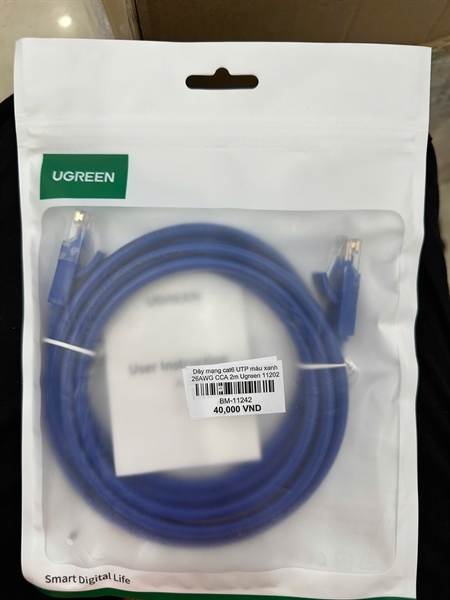 Dây mạng cat6 UTP màu xanh 26AWG CCA 2m Ugreen 11202