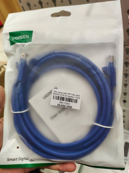 Dây mạng cat6 UTP màu xanh 26AWG CCA 3m Ugreen 11203/20161