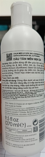 Dầu tắm mềm mịn da 270 ml (Ziaja Med Atopic skin Dermatological Formula bath & Shower oil) - Ba Lan 2