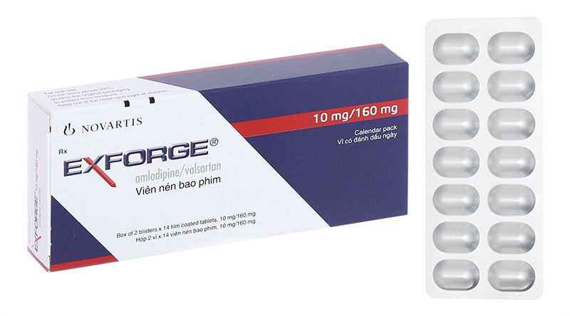 Thuốc Exforge 10mg/160mg (Amlodipin 10mg; Valsartan 160mg) Novartis điều trị tăng huyết áp vô căn (2 vỉ x 14 viên)- Tây Ban Nha