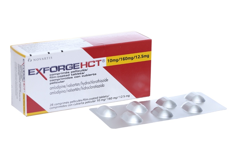 Thuốc Exforge HCT 10mg/160mg/12,5mg (H*4vỉ*7viên) điều trị tăng huyết áp vô căn - Tây Ban Nha