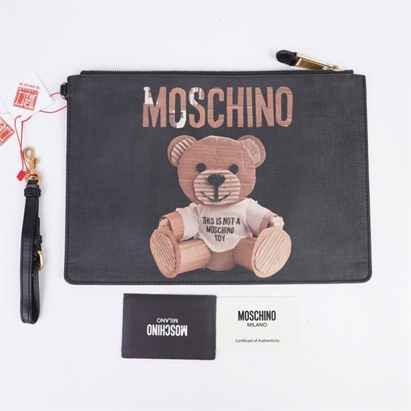Túi Moschino Clutch đen hình gấu sz31 +