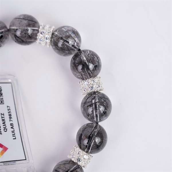 Vòng tay thạch anh tóc đen 789557 + ly12-17