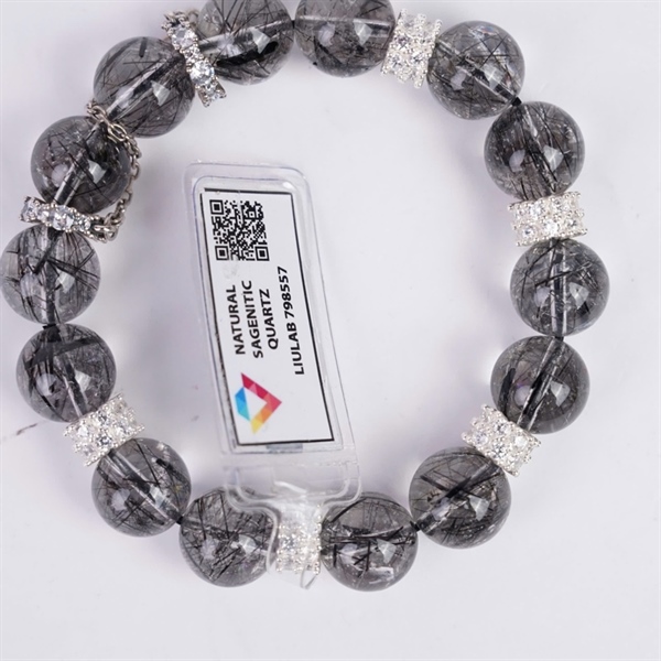 Vòng tay thạch anh tóc đen 789557 + ly12-17