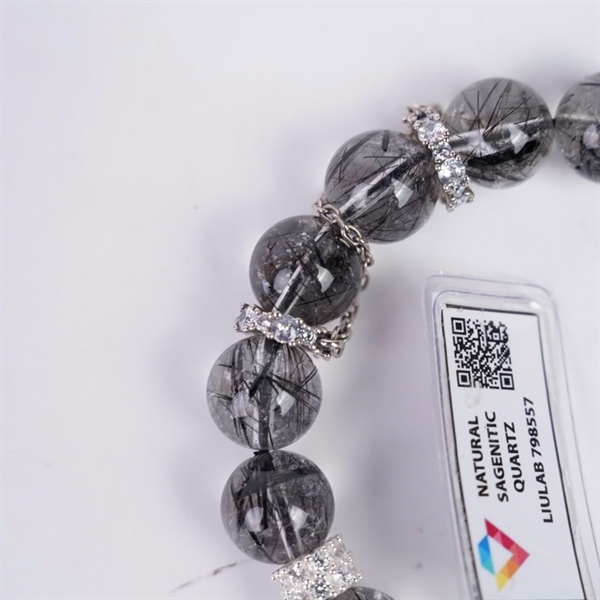 Vòng tay thạch anh tóc đen 789557 + ly12-17