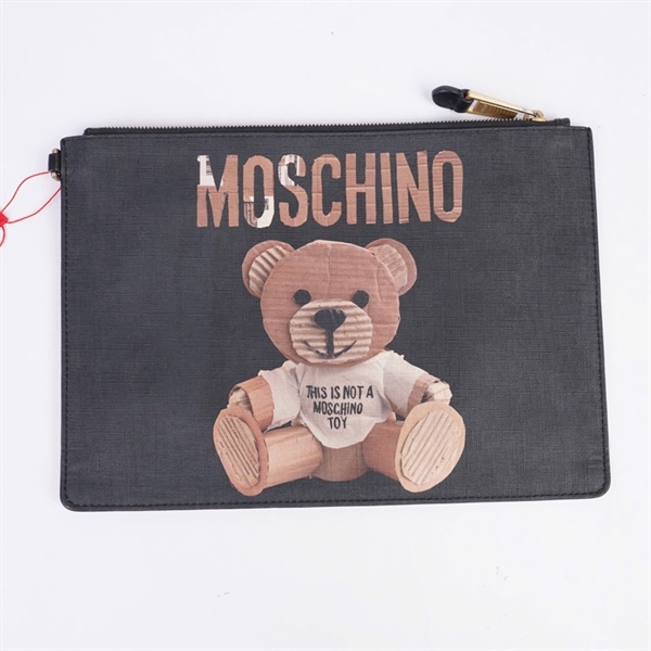 Túi Moschino Clutch đen hình gấu sz31 +