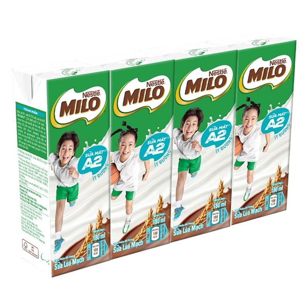 Sũa Milo A2 ít đường - 4x 180 ml (từ 2 tuổi)