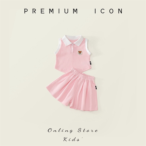 Set thun hồng thêu gấu