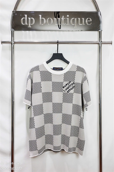 Damier Jacquard Short-Sleeved Crewneck