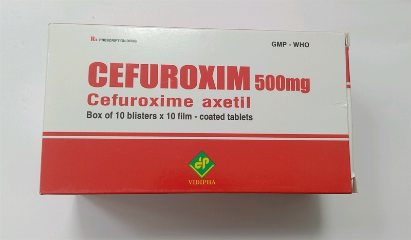 Thuốc Cefuroxim 500mg Vidipha kháng sinhđiều trị nhiễm khuẩn (Hộp 10 vỉ x 10 viên)