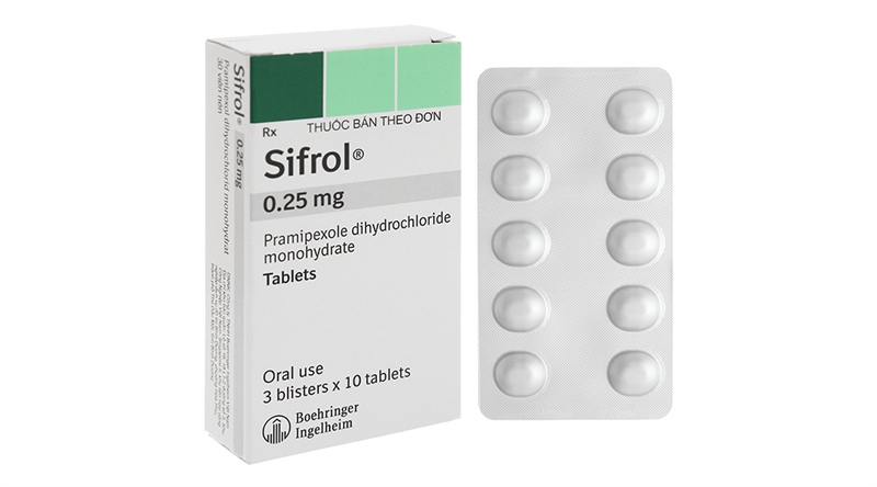 Thuốc Sifrol 0,25mg (Equiv 0,18mg pramipexole) - Đức điều trị bệnh parkinson (Hộp 3 vỉ x 10 viên)