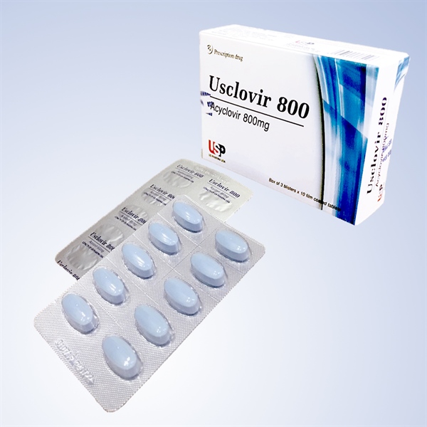 USclovir 800 (Acyclovir 800mg) (Hộp 3 vỉ x 10 viên) - Uspharma (Vỉ)