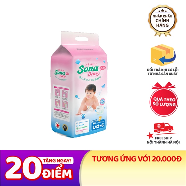 Bỉm Sona Nhật Bản size 04 L quần 42+6 miếng (9-14kg)