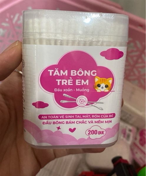 Tăm bông trẻ em đầu xoắn-muỗng 200 que