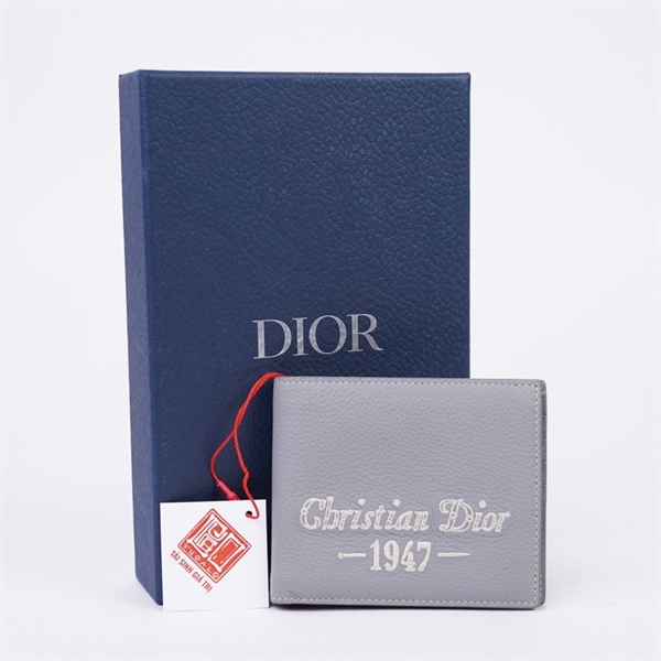 Ví Dior xám gập 2 thêu chữ (TH) KG+