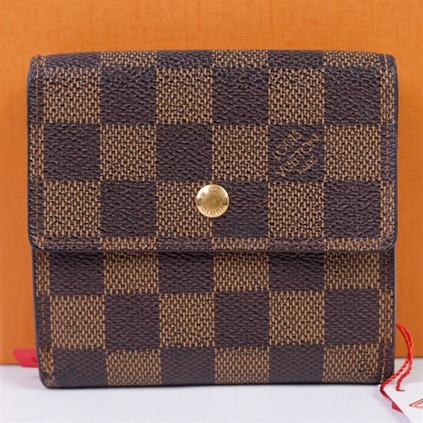 Ví LV ô vuông nâu nút vàng (LT) KG+
